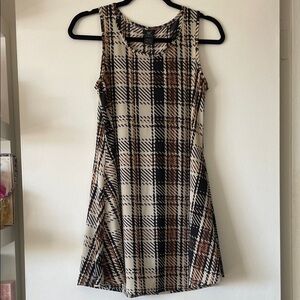 Lildy|Houndstooth Plaid Sleeveless Tunic/Dress with pockets|Medium|EUC
